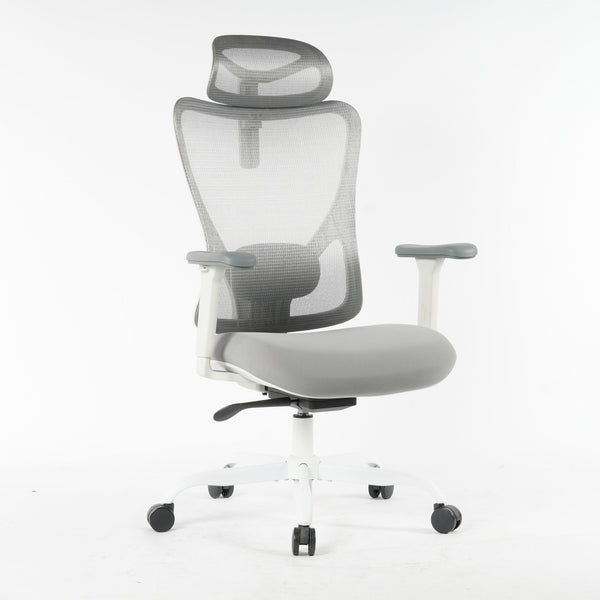 9018 Series ergonomic office chair with padded foam seat in grey, angled front view