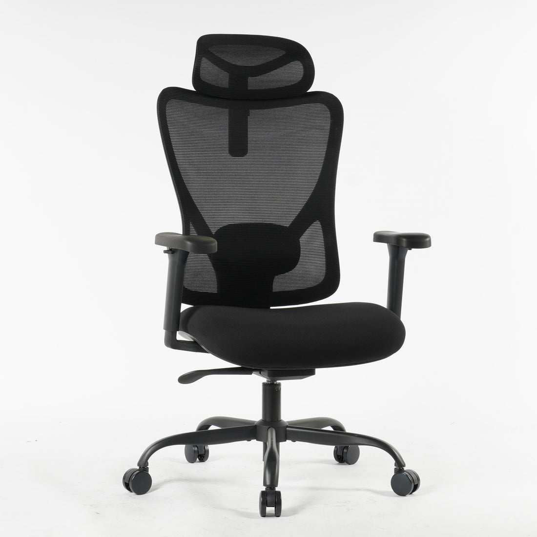 9018 Series Ergonomic Office Chair with Foam Seat in black, angled front view