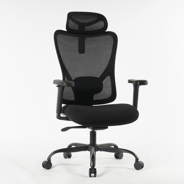 9018 Series ergonomic office chair with foam seat in black, angled front view