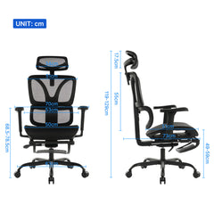 Ergonomic Office Chair Black Mesh with footset