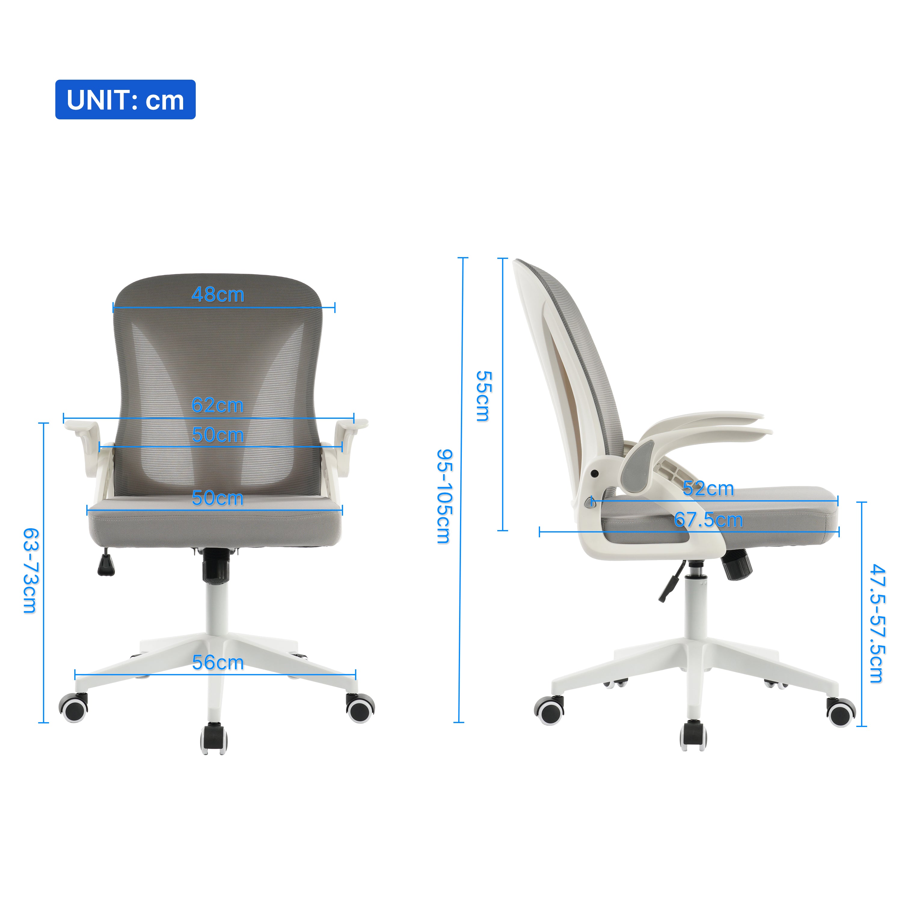 Foldable Ergonomic Office Chair Grey