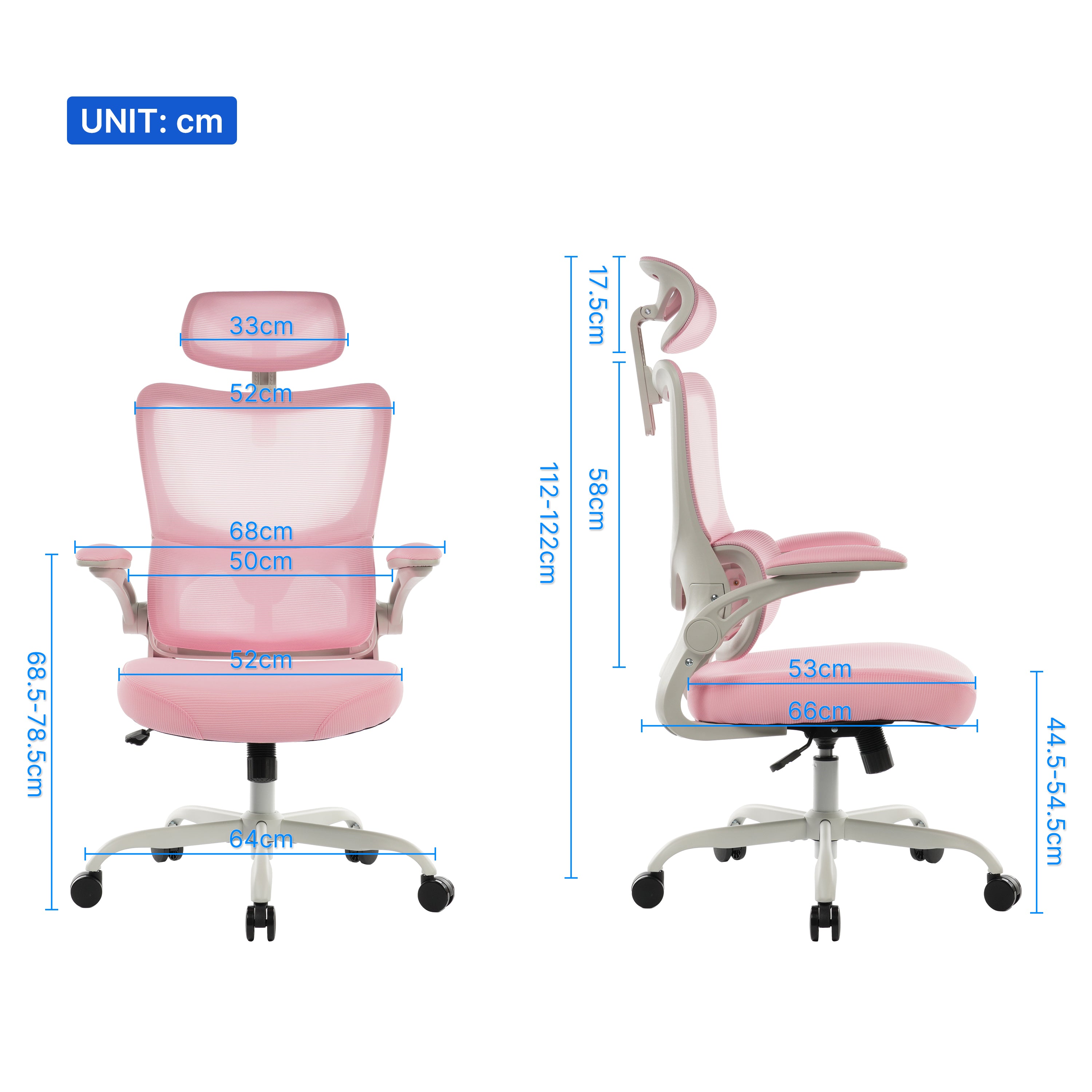 High Back Ergonomic Office Chair pink
