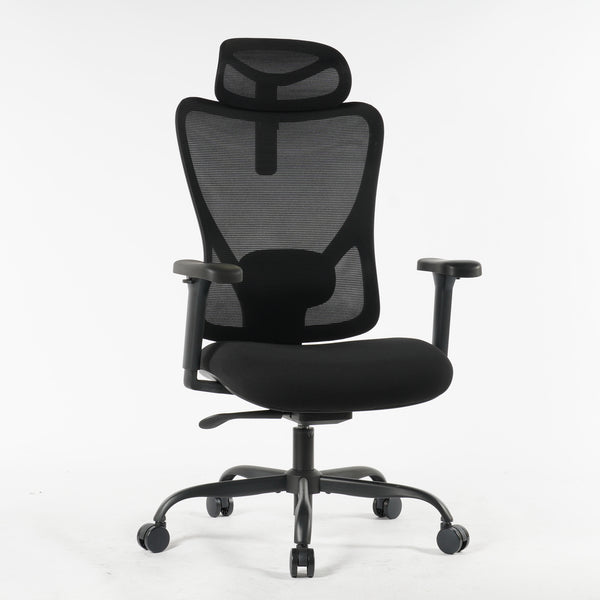 9018 Series Ergonomic Office Chair with Foam Seat in black, angled front view